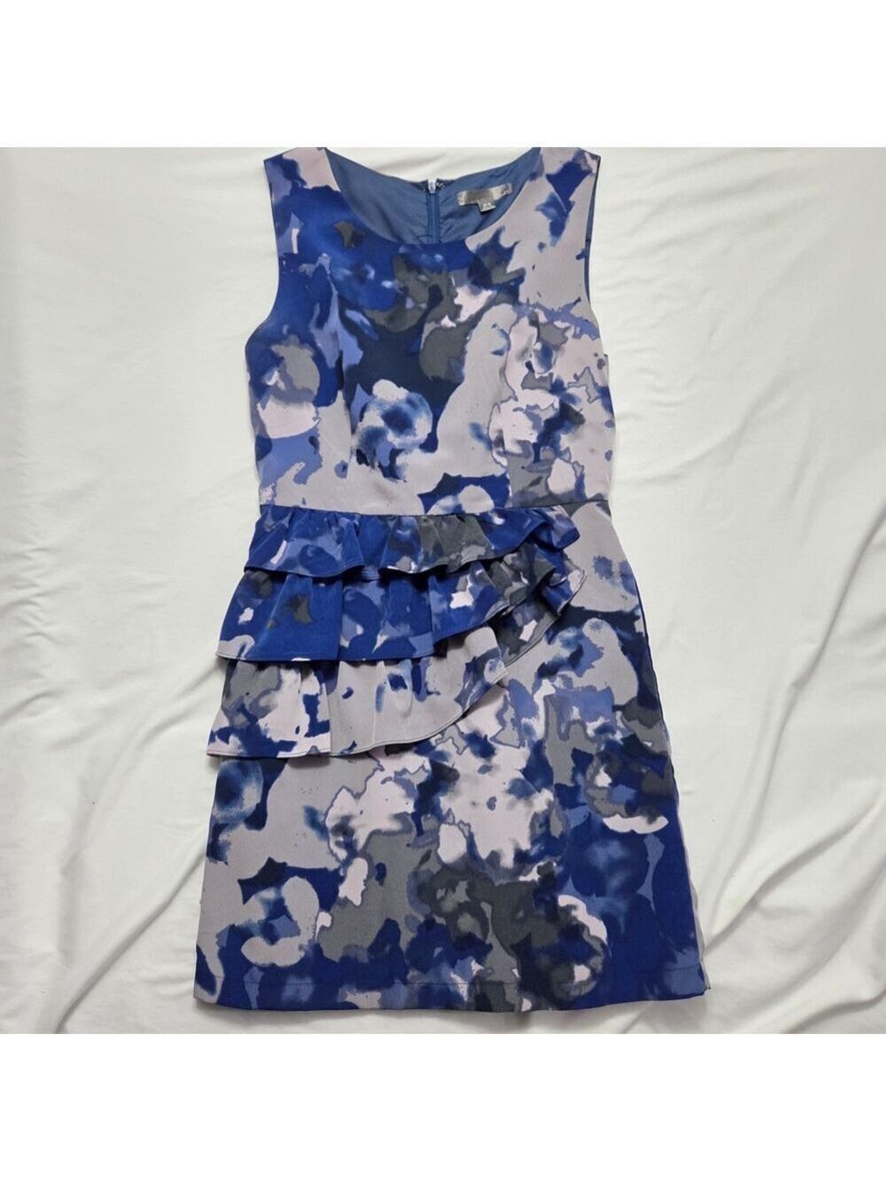 Size Medium Sleevelss Dress Blue Floral Ruffle